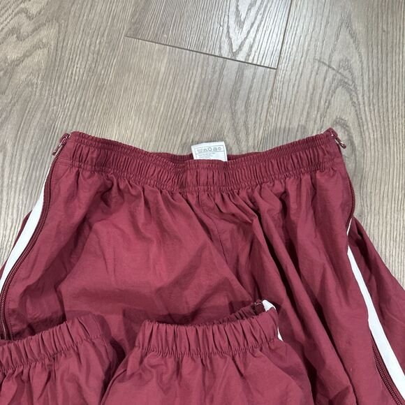Y2K Nike Maroon White Full Side Zip Off Track Pants Swishy Mens Large - Picture 4 of 7